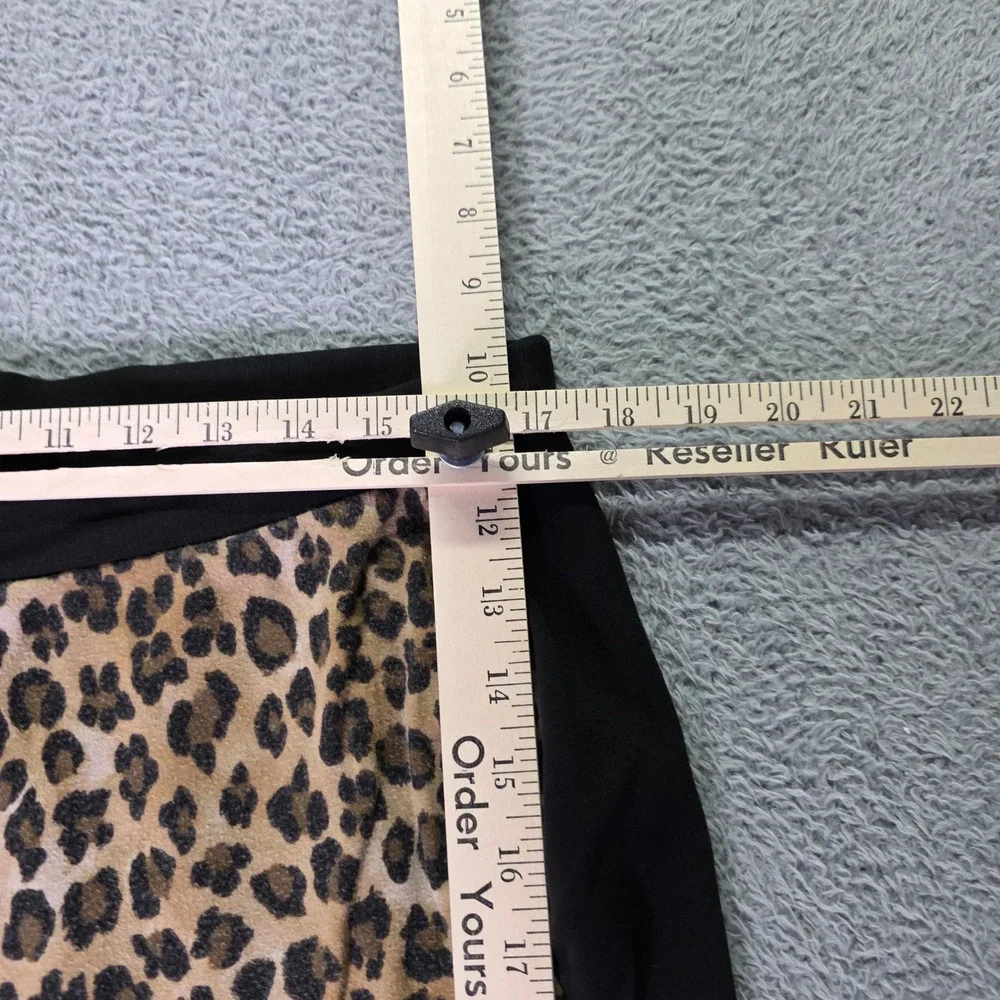 Chico's Womens 3 Leggings Leopard Print Black Side Stripe Stretch Ankle Pants